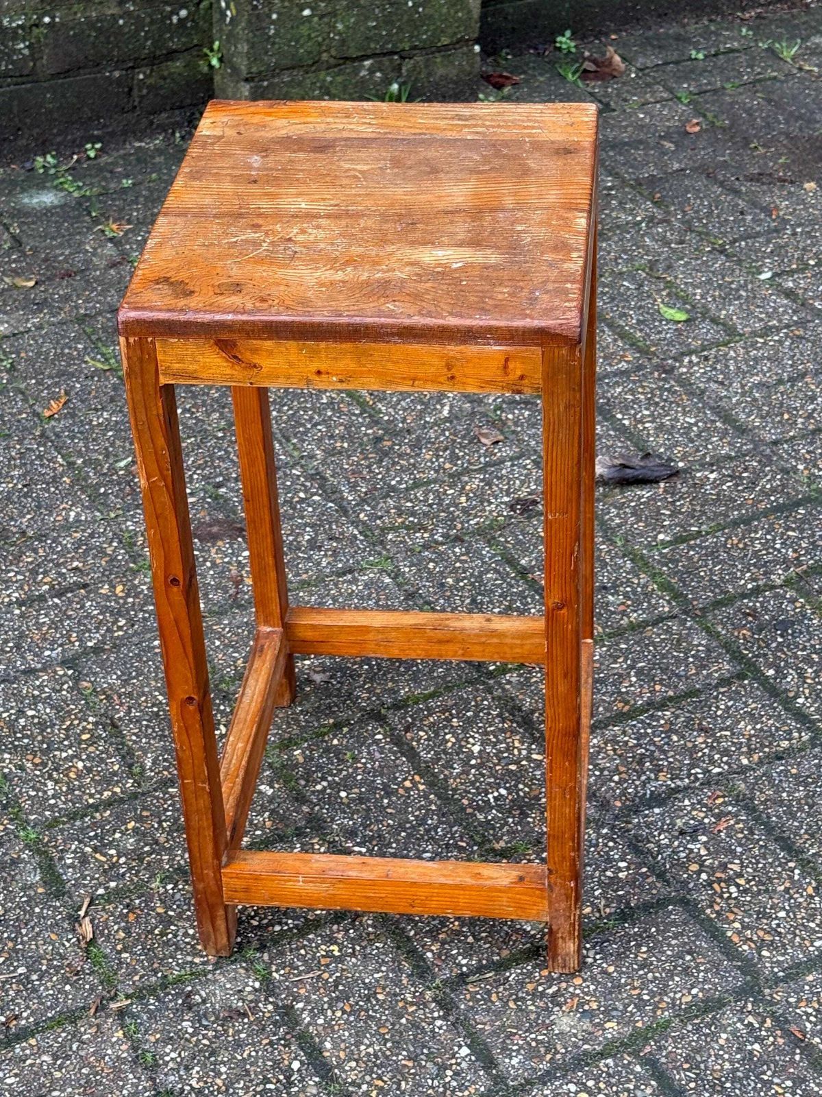 Vintage Pine Utility Stool Or Stand With Rustic Vernacular Workshop Character, Kitchen Or Craft Stool photo furniture
