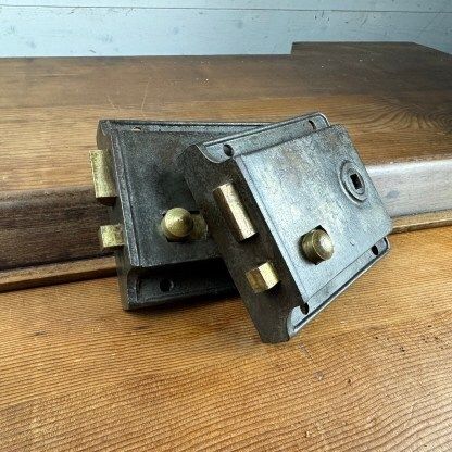 Pair Of Reclaimed Antique Iron Rim Locks photo Home Fixtures