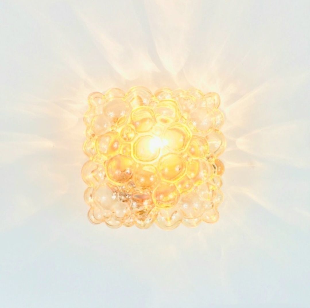 Mid Century Amber Bubble Glas Wandlamp Van Helena Tynell Voor Limburg, Duitsland, Jaren 1970 photo 420.0