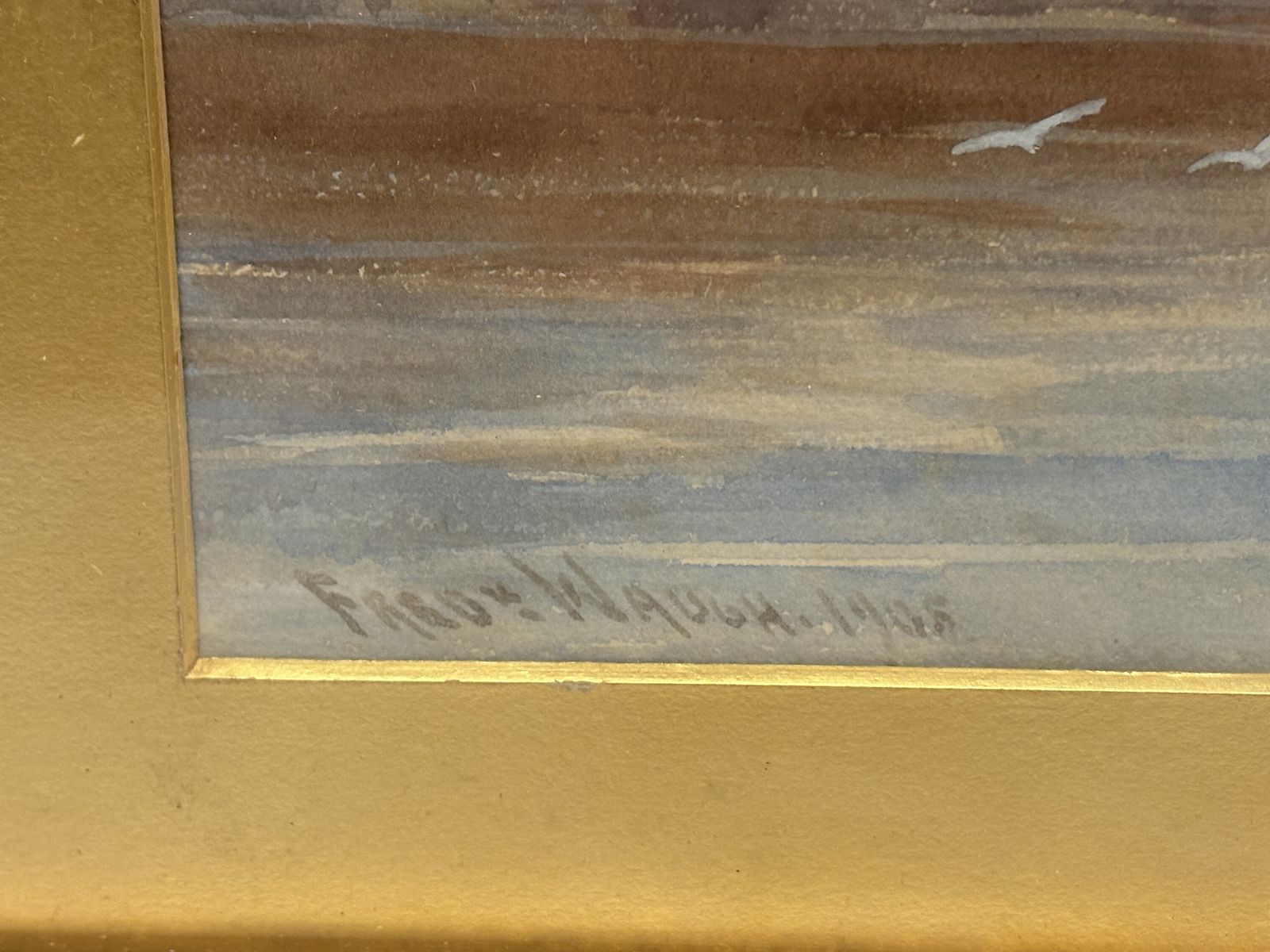 Painting Of Boats Off The Coast Of Whitby By Fred Waugh Dated 1905 photo 275.0