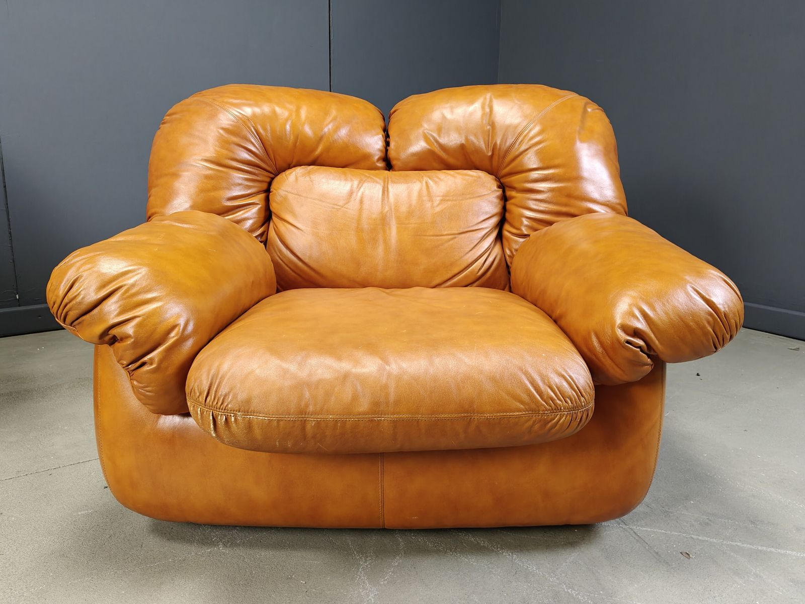 Furniture Mid Century Italian Leather Sofa Set By Ercole Biella For Grappeggia, 1970s photo
