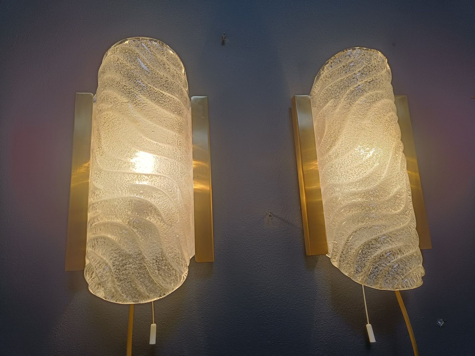 Pair Of Brass And Glass Wall Lights By Fischer Leuchten, 1960s photo furniture