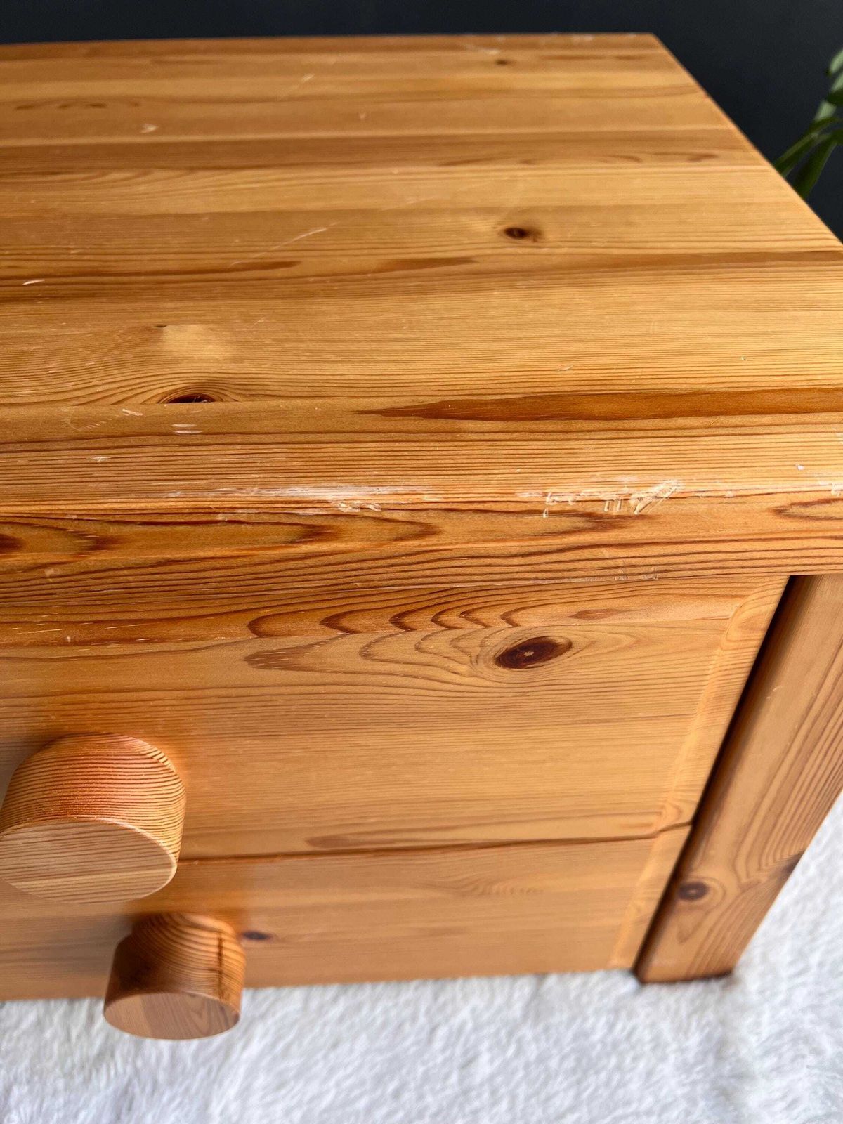 Vintage Brutalist Pine Nightstand   Low Profile Side Table Mcm 1970s photo 374.0