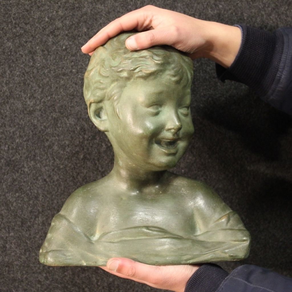 Italian Terracotta Sculpture Bust Of A Child photo 550.0