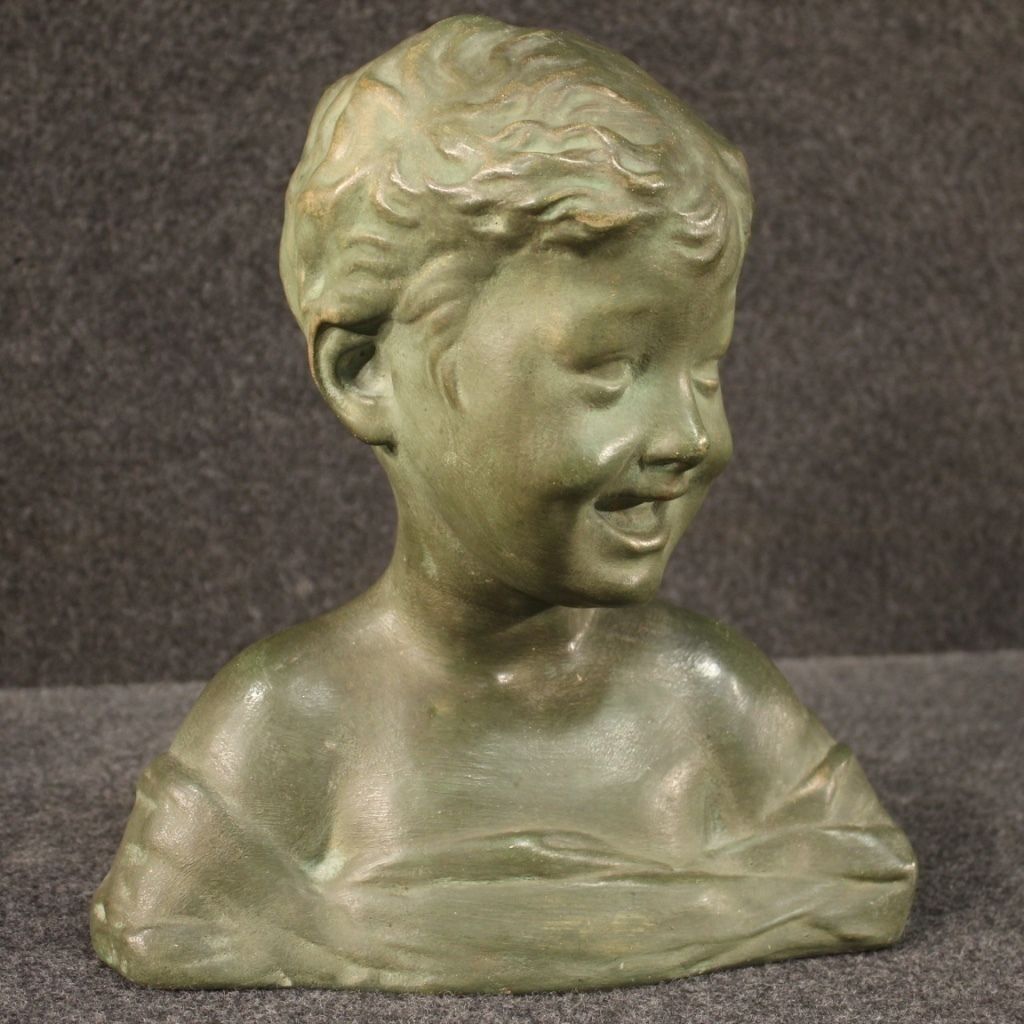 photo for sale Italian Terracotta Sculpture Bust Of A Child