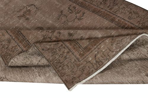 5.5x8.5 Ft Contemporary Handmade Low Pile Turkish Wool Area Rug In Brown Color photo for sale