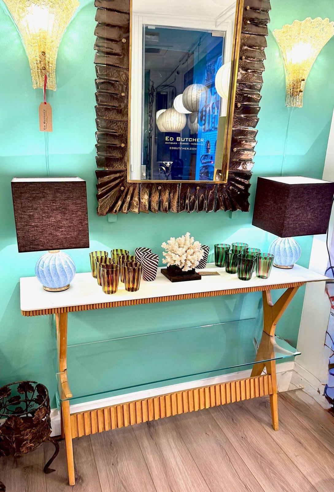 photo buy A Lovely Italian 1950s Beechwood And Ribbed Glass Console By Ico Parisi
