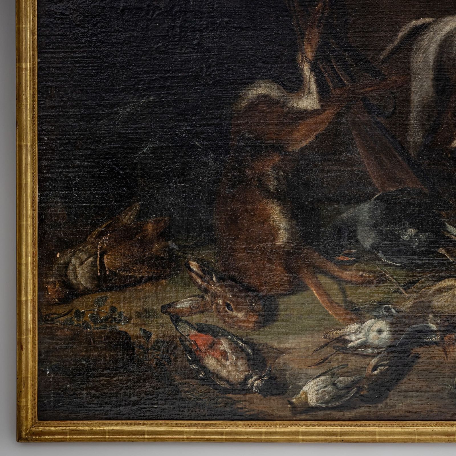 Baroque Hunting Still Life With Dog, 18th Century, Large, Oil On Canvas, Framed photo vinterior