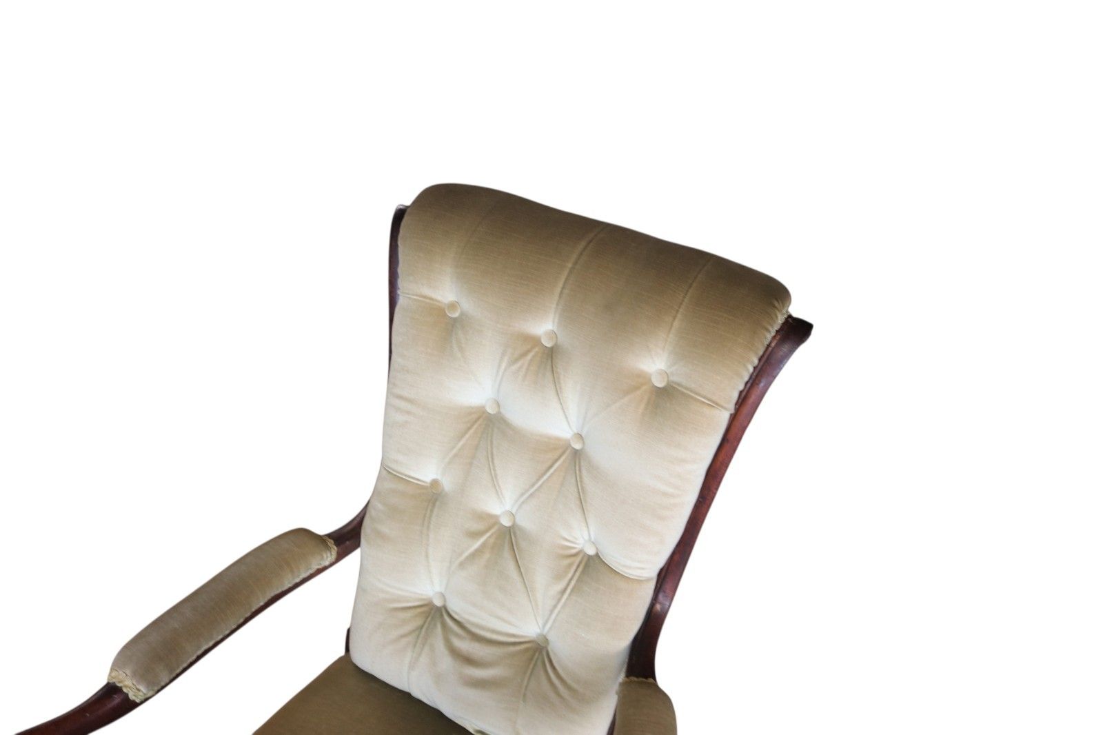 Antique Victorian Scroll Back Armchair  Mahogany Button Back Library Chair 19thc photo 295.0