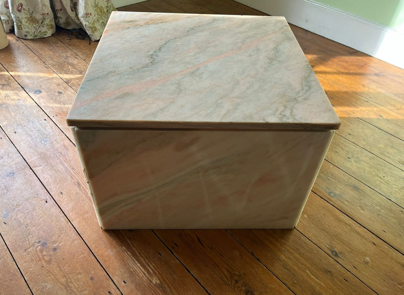 Rare Sofa/Coffee Tables Are Substantial Statement Pieces Made From Rare Pink Carrara Marble With Distinctive Green Veining. Designer Private Commission 1970s  (2 Available)