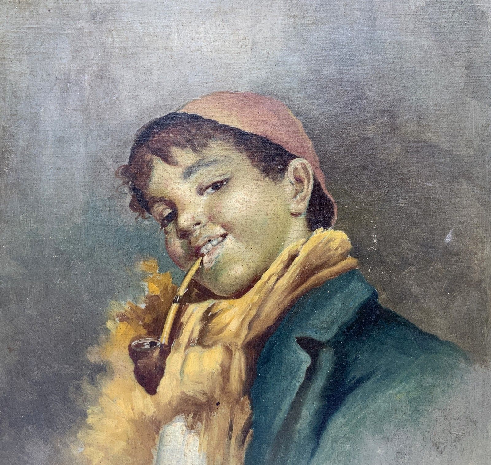 Circle Of: Luca Postiglione (1876 1936) 19thc Italian Oil Portrait Painting 2of2 photo for sale