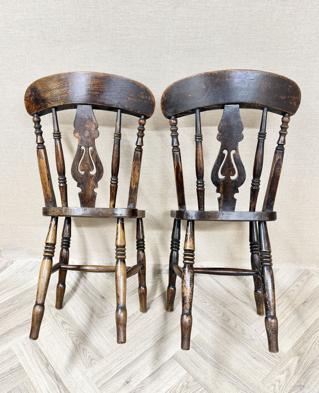 Pair Of Antique Windsor Lyreback Kitchen Dining Chairs photo 400.0