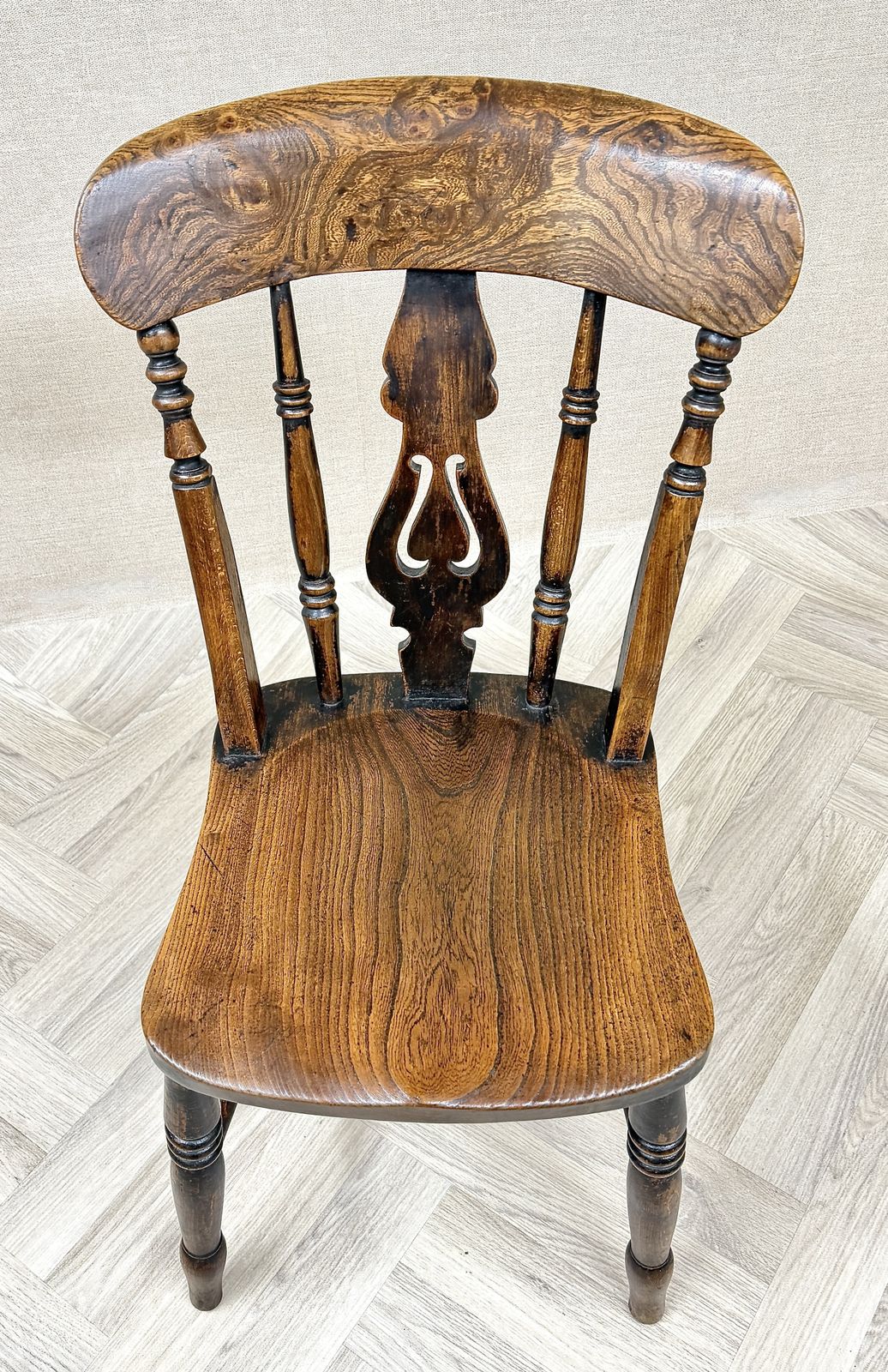 Pair Of Antique Windsor Lyreback Kitchen Dining Chairs photo vinterior