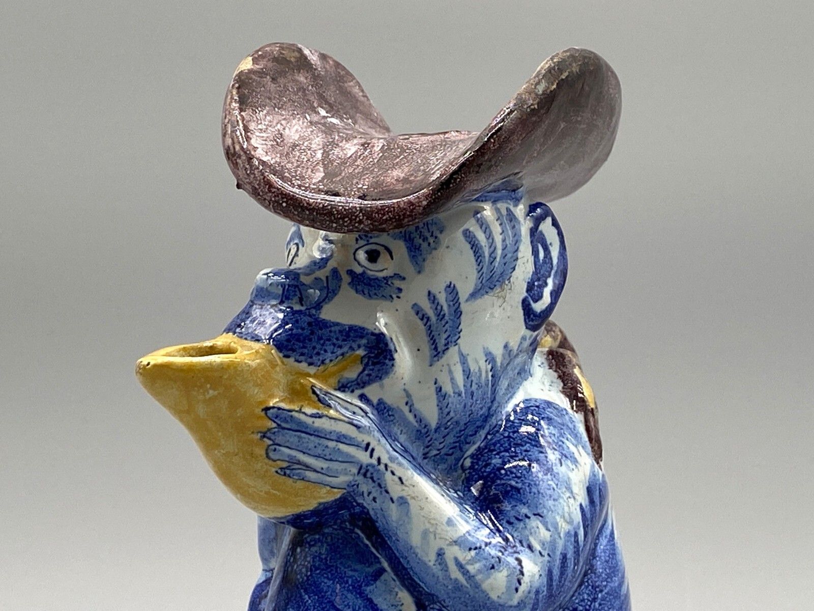 photo vinterior 18thc Antique Dutch Delft Faience Monkey Toby Jug By: Pieter Verburg (1756 1789)