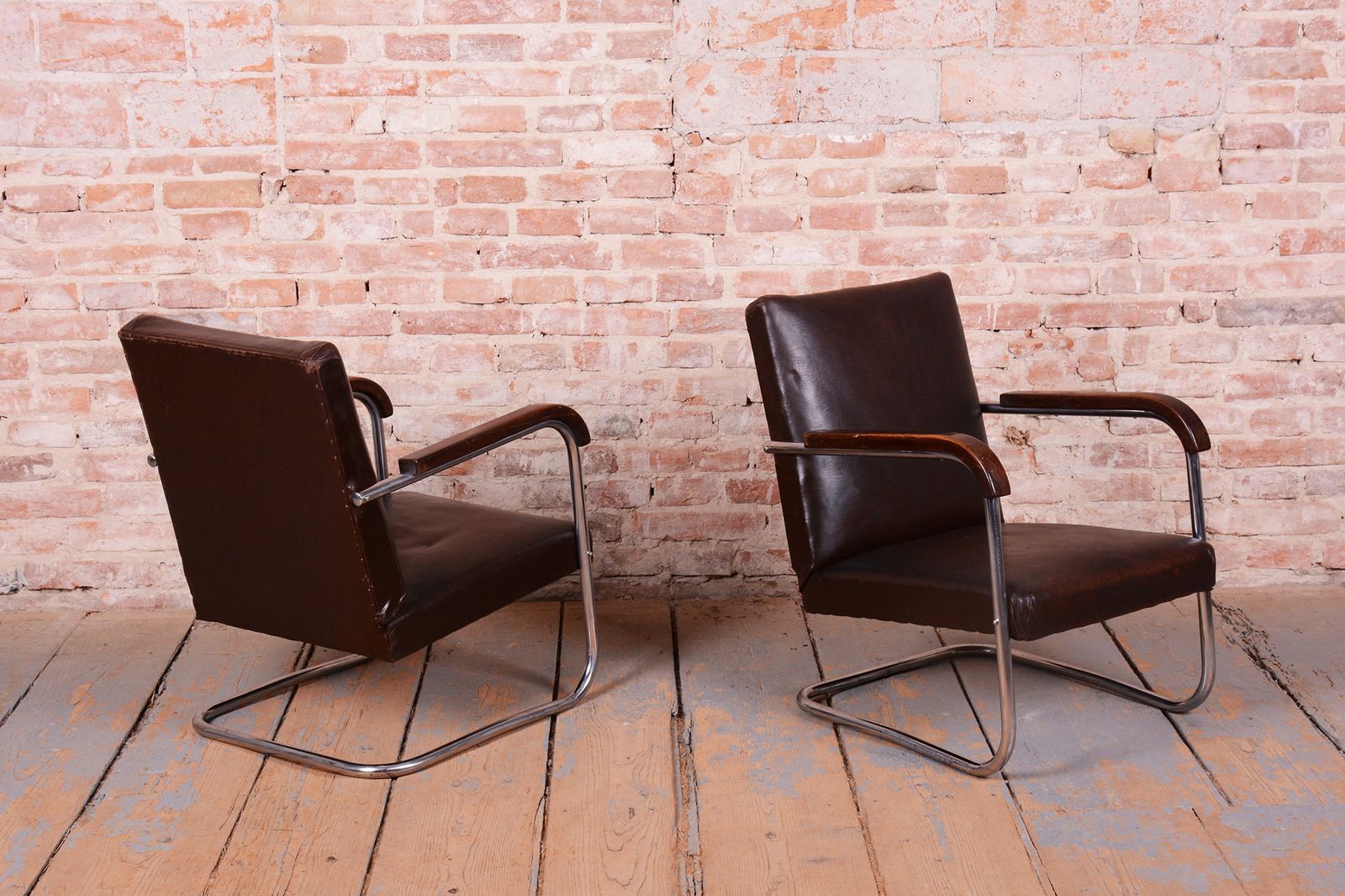 Pair Of Restored Bauhaus Armchairs, By A. Lorenz For Mücke Melder, Czech, 1930s photo for sale