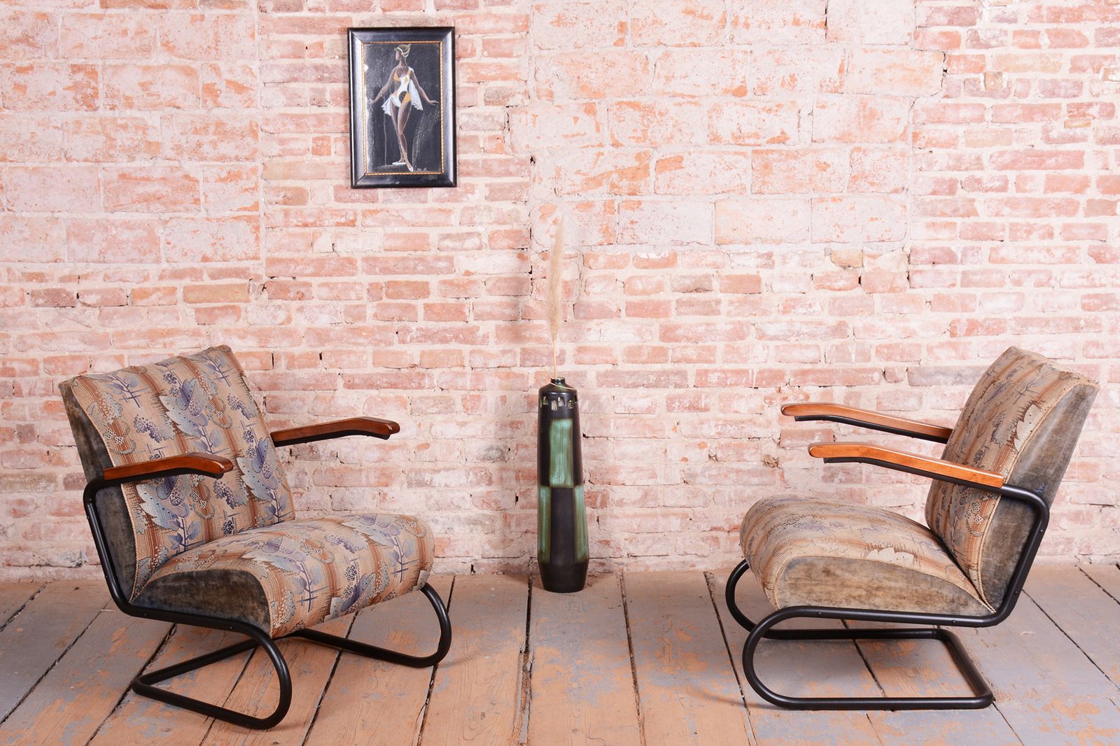 1650.0 Pair Of Restored Bauhaus Armchairs, Beech, Steel, Polished, Czech, 1930s photo
