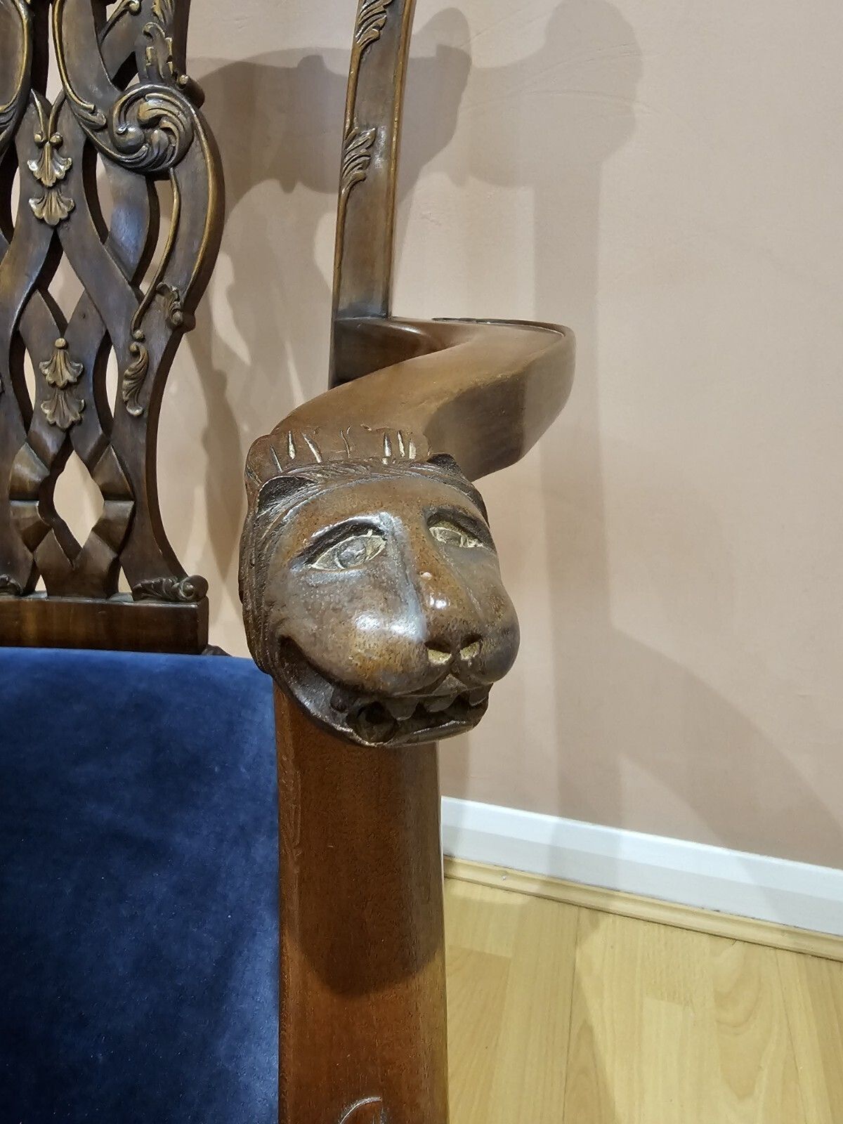 Chippendale Revival Carver Chair   Solid Wood, Sculpted Arms & Cabriole Legs photo for sale