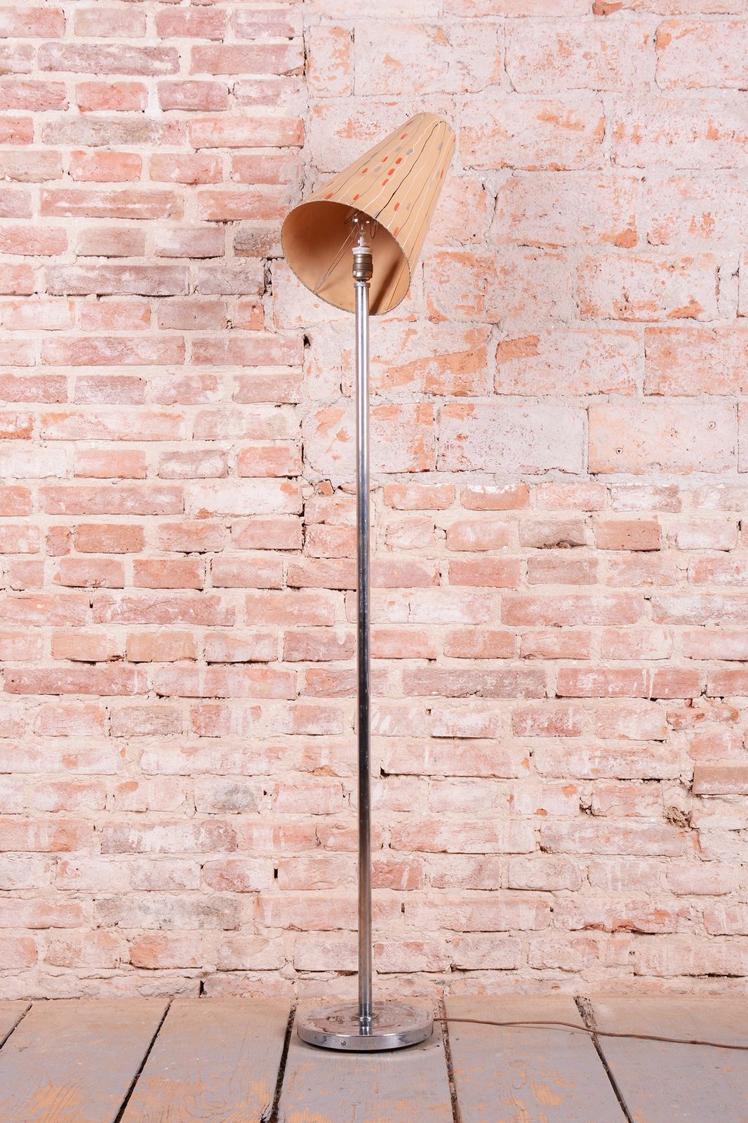 Original Bauhaus Floor Lamp, Tubular Chrome Plated Steel, Czech, 1940s photo for sale