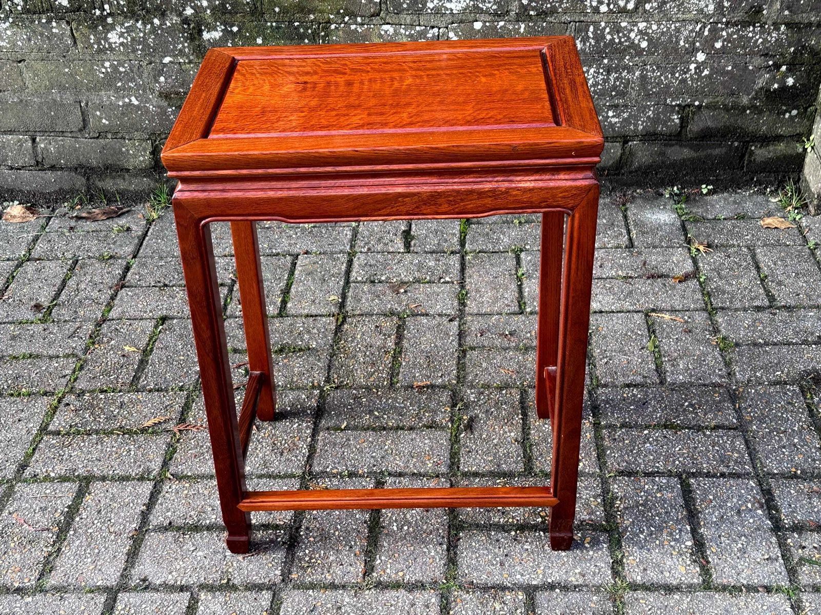 Vintage Teak Side Table Oriental Style Table Or Plant Stand 1980s 1990s Hardwood Furniture 3 photo vintage