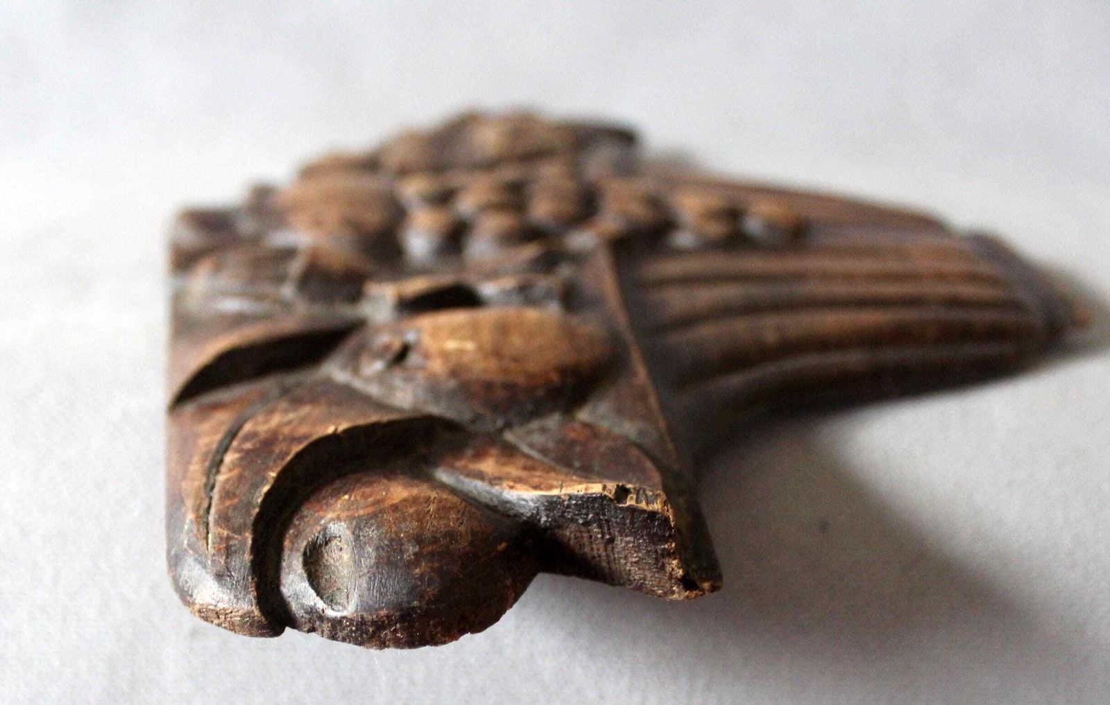 photo buy Antique French Hand Carved Wood Ornament, Wood Fruits In Basket, Ornament, Embellishments, Hanging Fruit Wall Sculpture