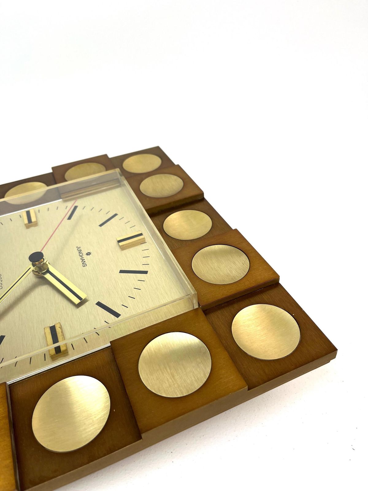 Rare Space Age Mid Century Op Art Cubist Wall Clock By Junghans Astra Quartz photo vintage