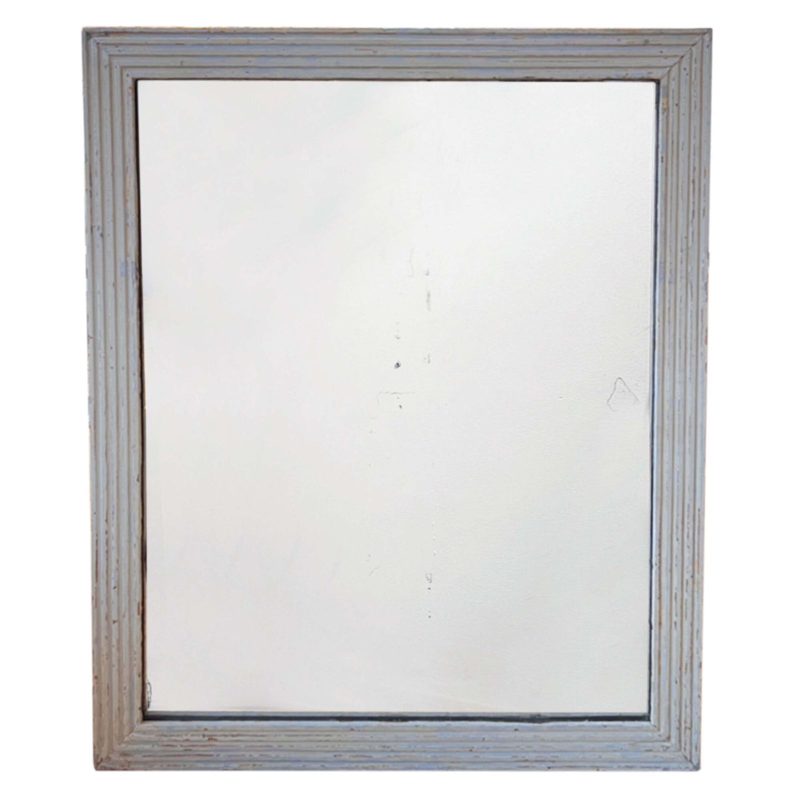 Large French Early 19th Century Wall Mirror With Reeded Frame & Original Mercury Glass