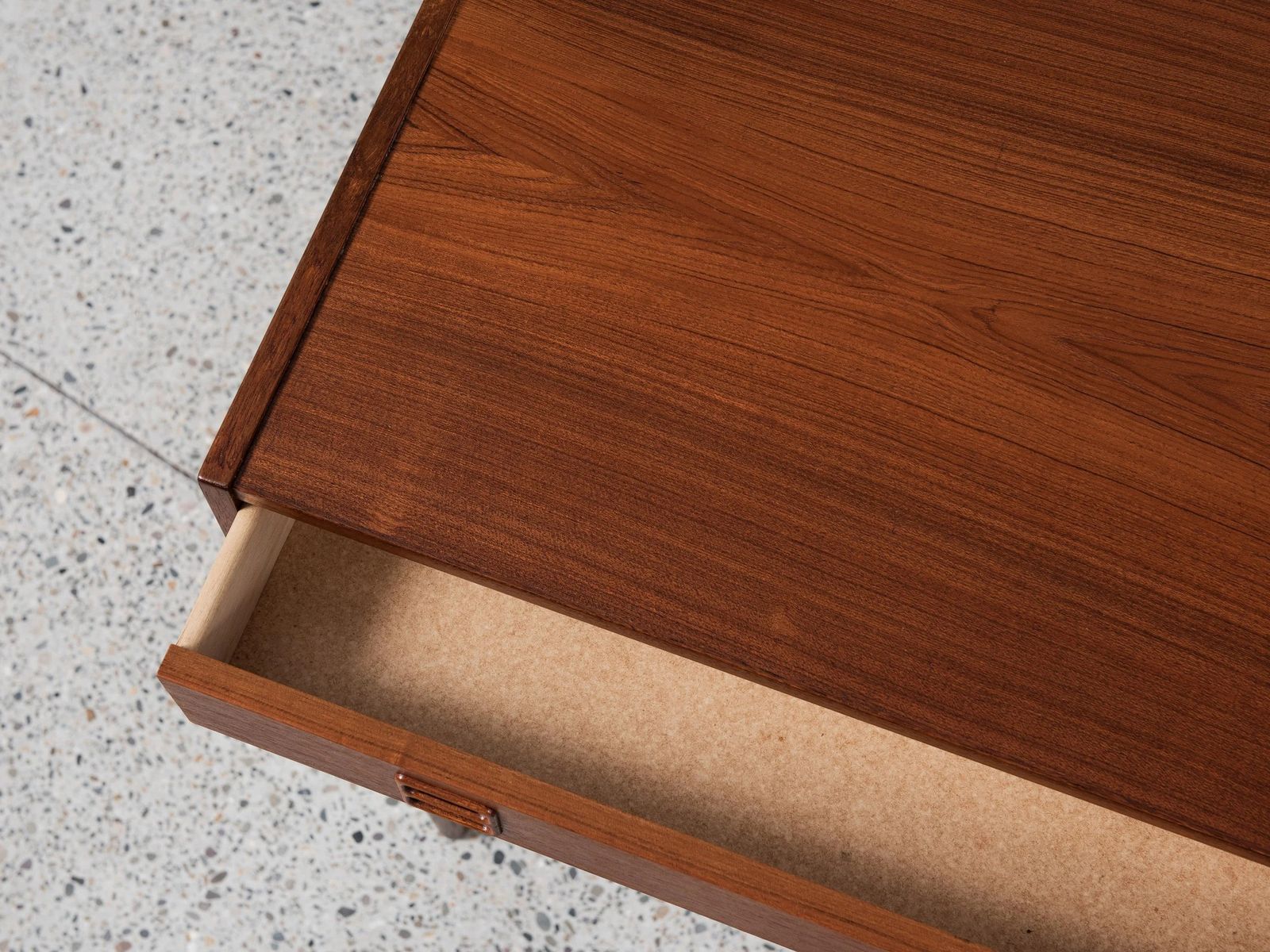 Midcentury Danish Cabinet In Teak With 1 Drawer And 2 Sliding Doors 1960s photo vinterior