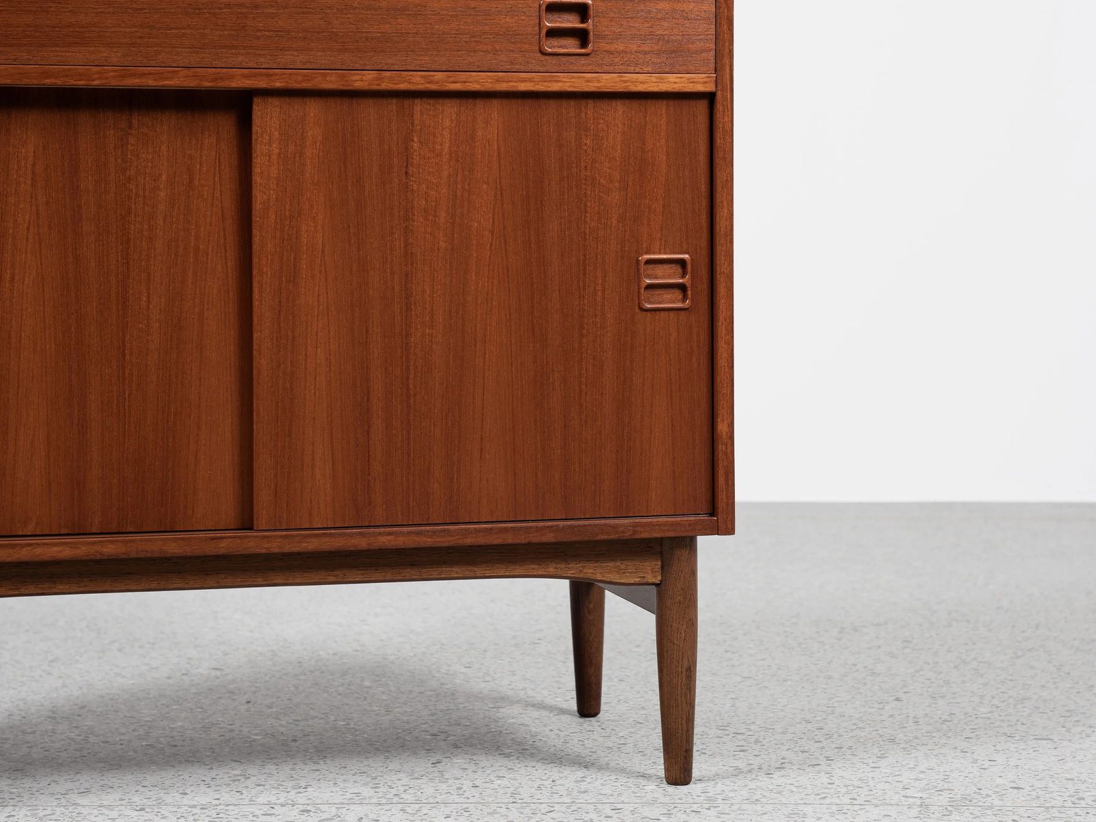 Midcentury Danish Cabinet In Teak With 1 Drawer And 2 Sliding Doors 1960s photo vintage