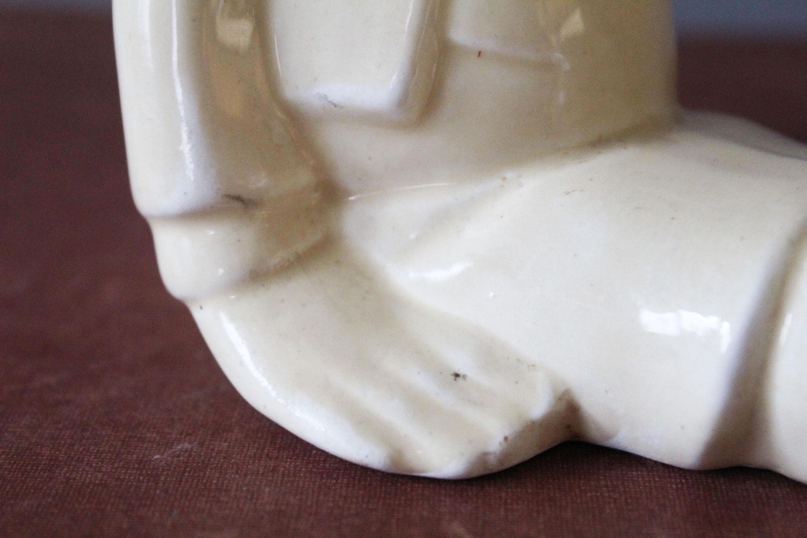 Antique Circa 1930s French Piggy Bank To Break, Professeur Nimbus, Digoin Sarreguemines, Numbered, Collectable, Cream Color, Opera Mundi Dex photo vintage