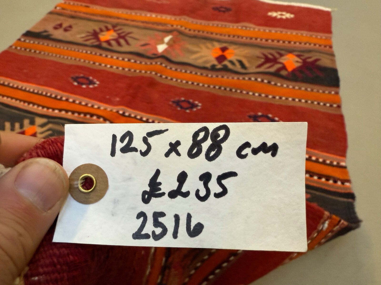 photo for sale Medium Vintage Turkish Kilim Rug 125x88 Cm Wool Kelim 2516
