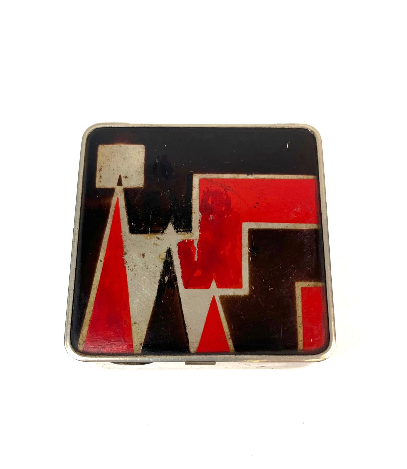 Rare Small Art Deco Bauhaus De Stijl Suprematism Enamel Jewelry Box Germany 1920 photo vintage