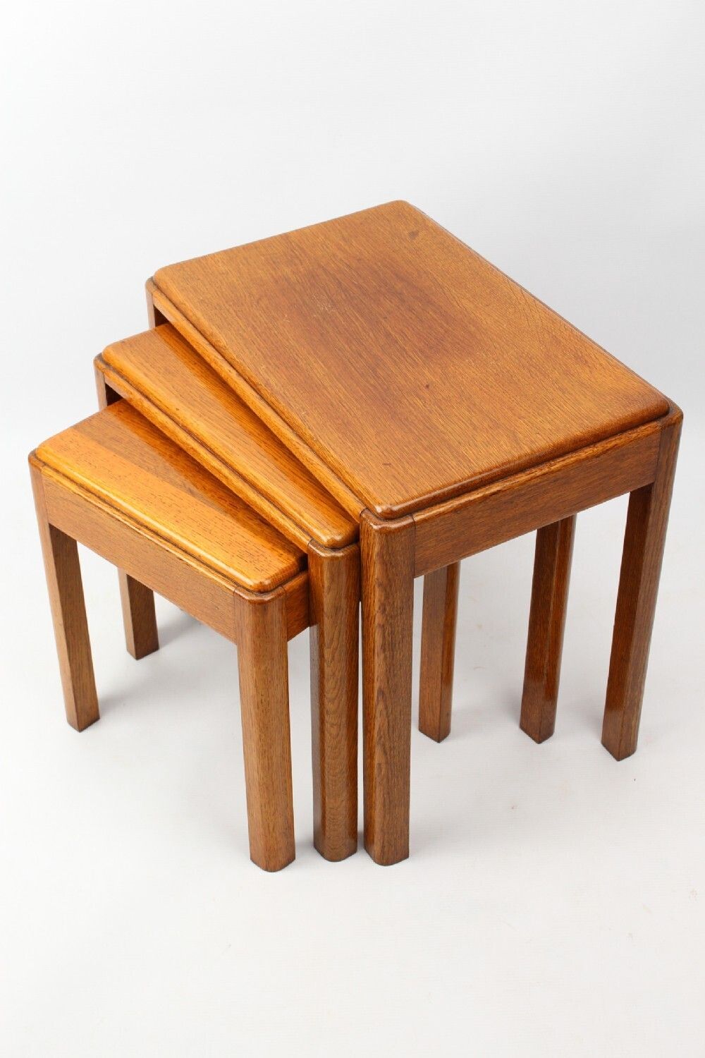 Small Art Deco Nest Of 3 Oak Tables photo for sale