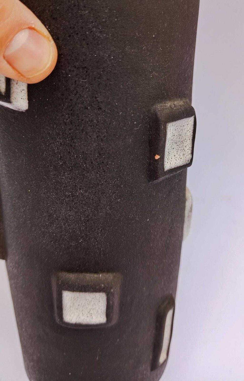 Rare Aldo Londi Bitossi Ceramic Vase, Mid Century Modern, Black, Spool, Frit Decoration photo Home Decor
