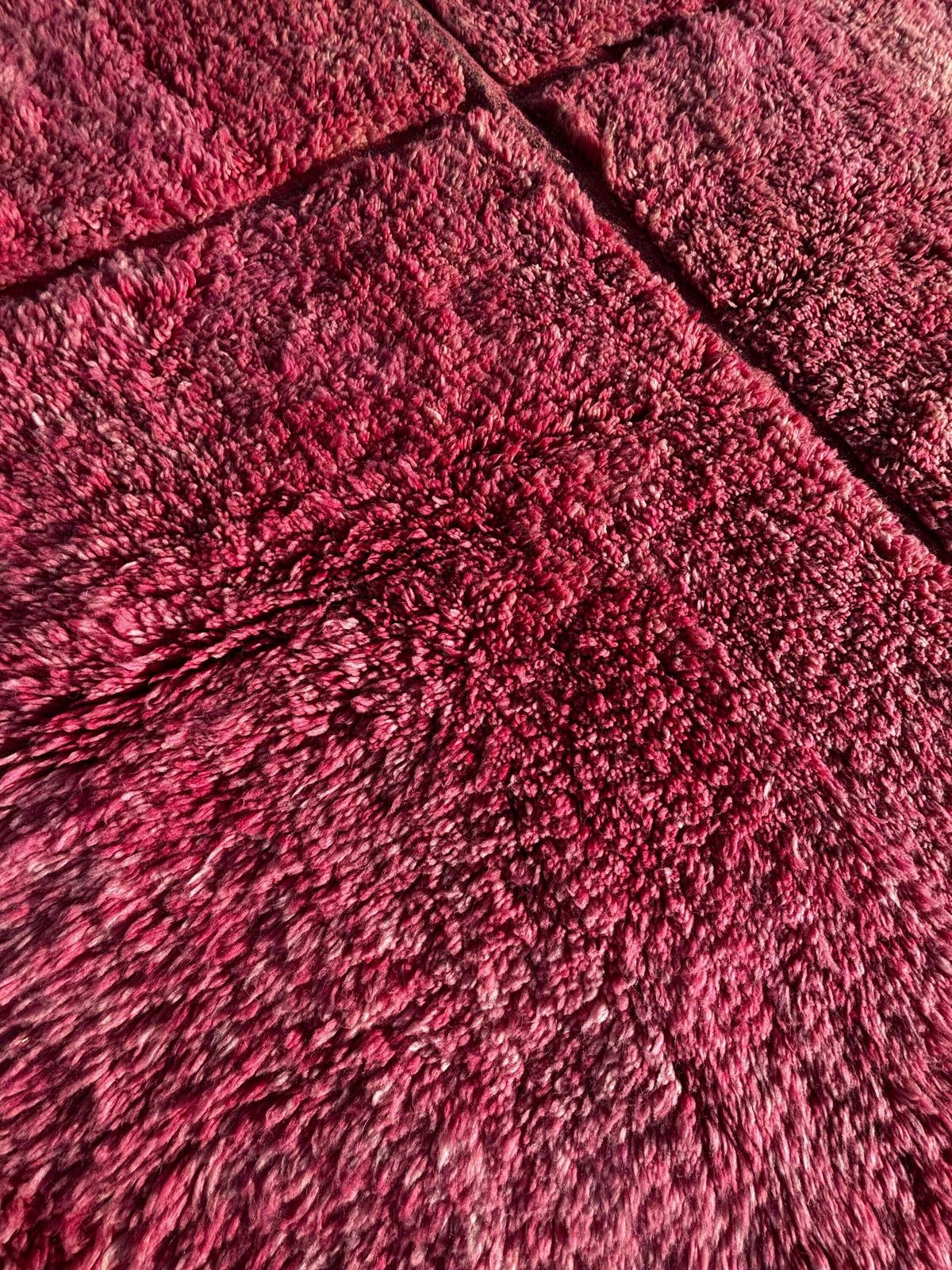 1184.0 Moroccan Checkered Pink Wool Rug 230x250 Cm   Wool Beni Rug, Handmade Shaggy Rug, High Quality Wool Pink Rug   Boho Chic Rug photo