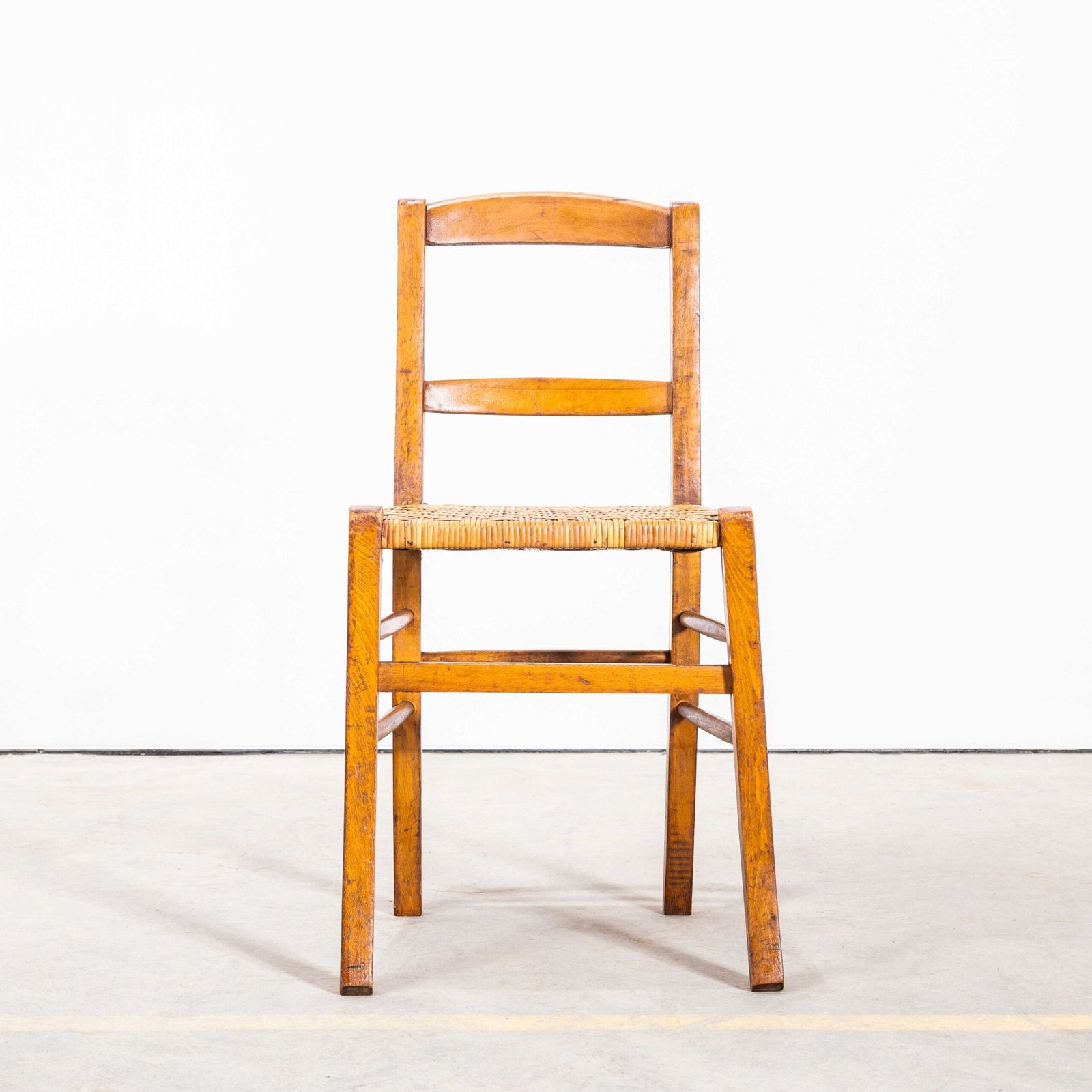 1950’s Original French Farmhouse Dining Chairs With Woven Seat photo furniture