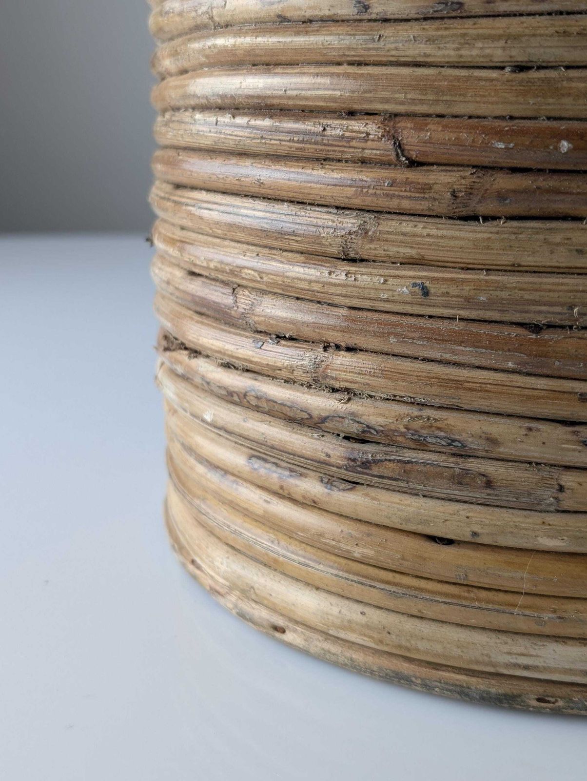 Mid Century Italian Planter In "Pencil Reed" Rattan And Brass, 1970s photo buy