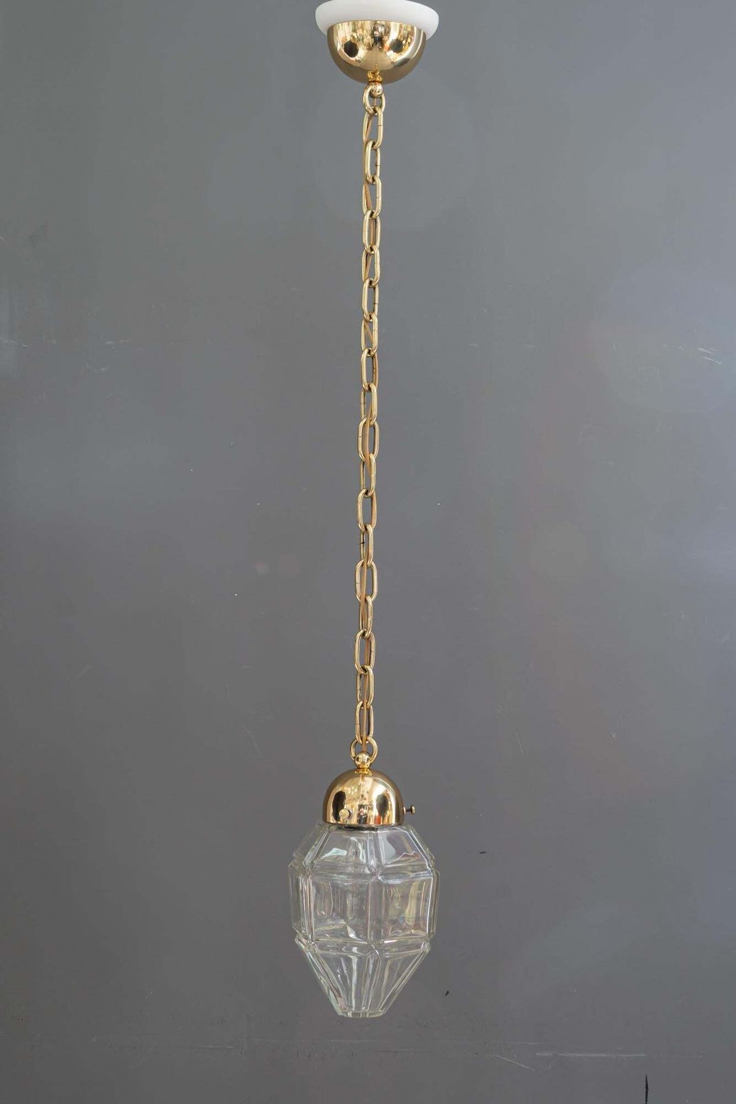 Big Art Deco Pendant With Cut Glass Shade Vienna Around 1920s photo furniture