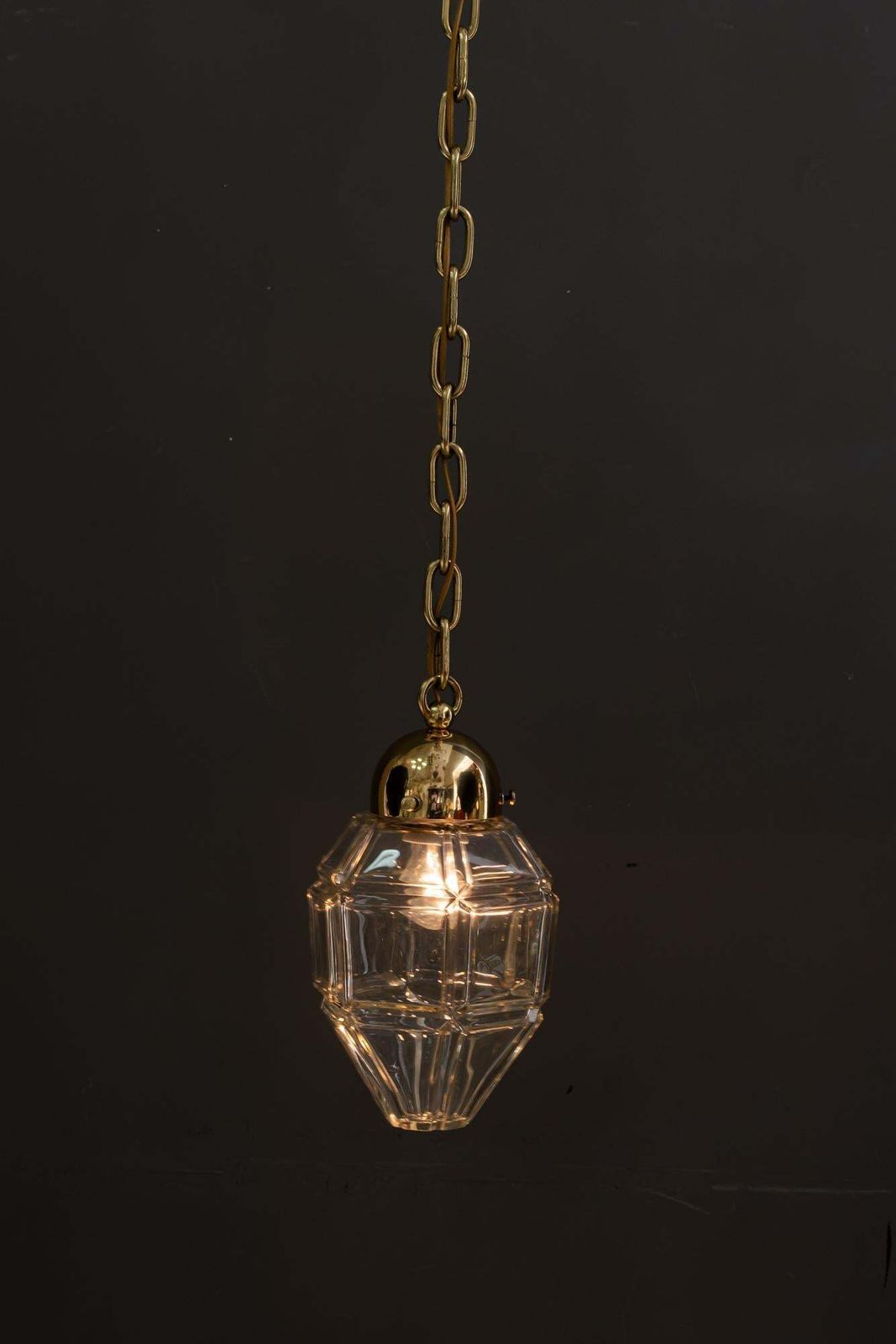 photo furniture Big Art Deco Pendant With Cut Glass Shade Vienna Around 1920s