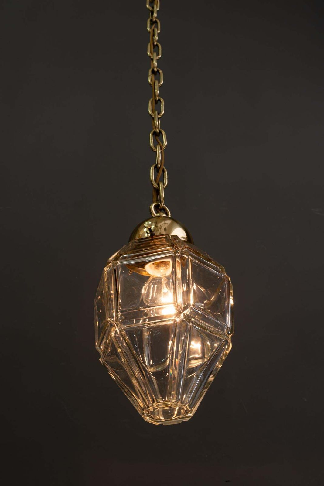 1601.0 Big Art Deco Pendant With Cut Glass Shade Vienna Around 1920s photo