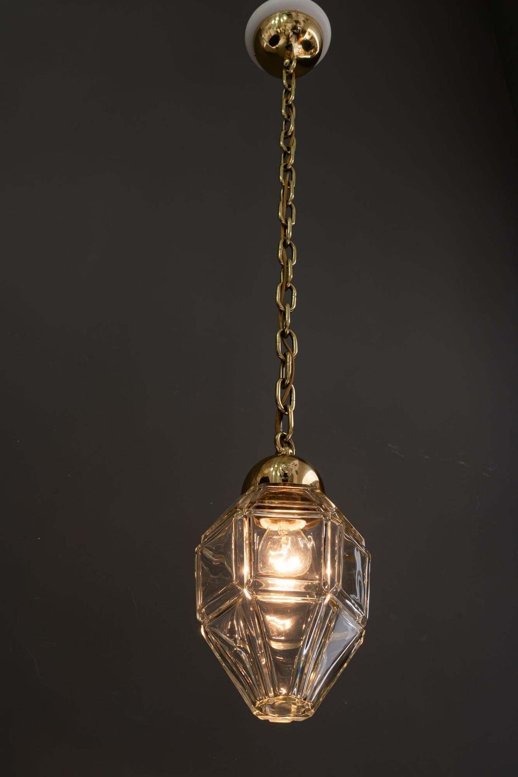 photo buy Big Art Deco Pendant With Cut Glass Shade Vienna Around 1920s