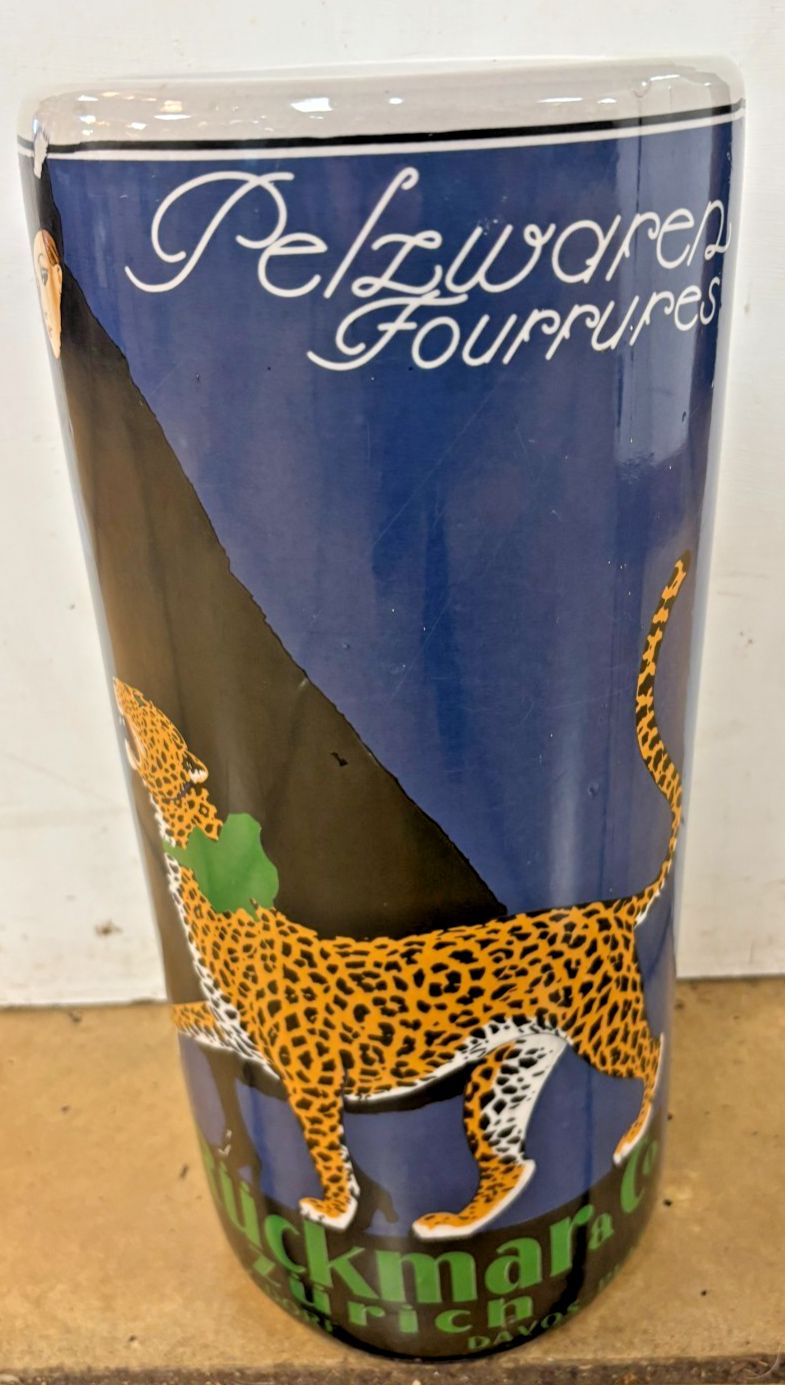P.Ruckmar & Co Zurich Davos Leopard/ Fashion Lady Umbrella/ Stick Pot