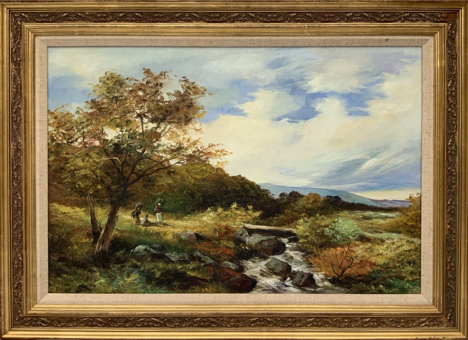 399.0 A Superb Post War Vintage Antique Autumn Countryside Landscape Oil Painting photo
