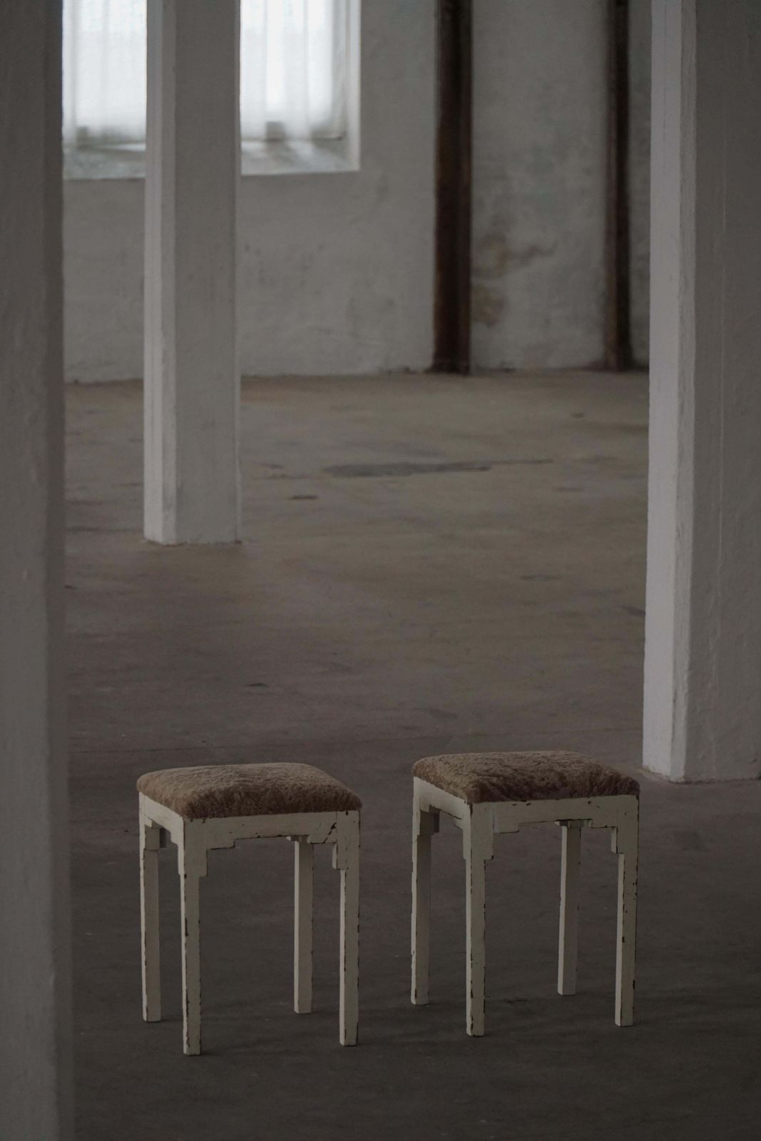 A Pair Of Antique Danish Stools, Lambswool Seats, Late 19th Century photo Furniture
