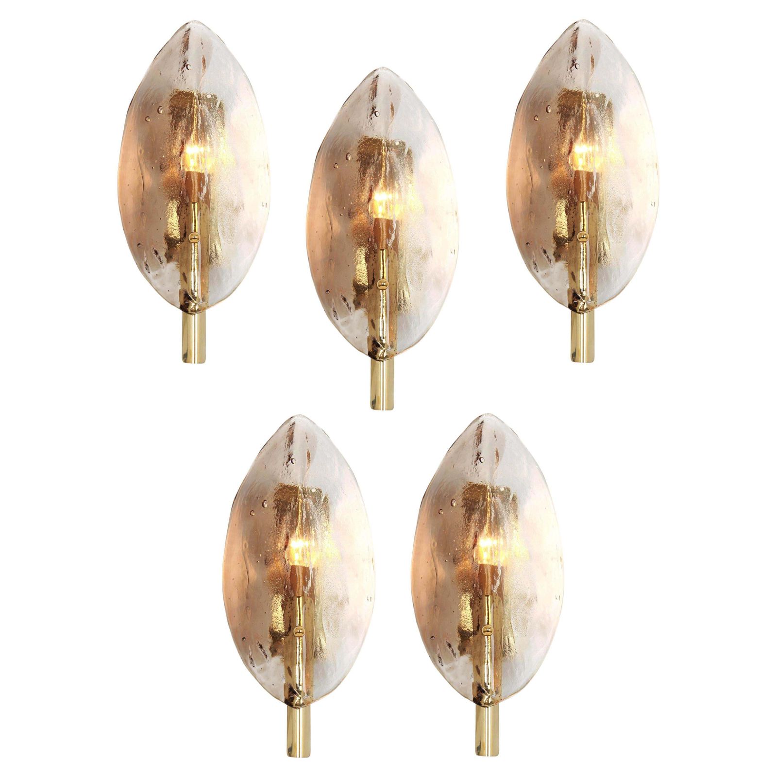 1 Of 5 Glass Sconces Wall Lights By Carlo Nason For Kalmar Ficus, Austria, 1970s
