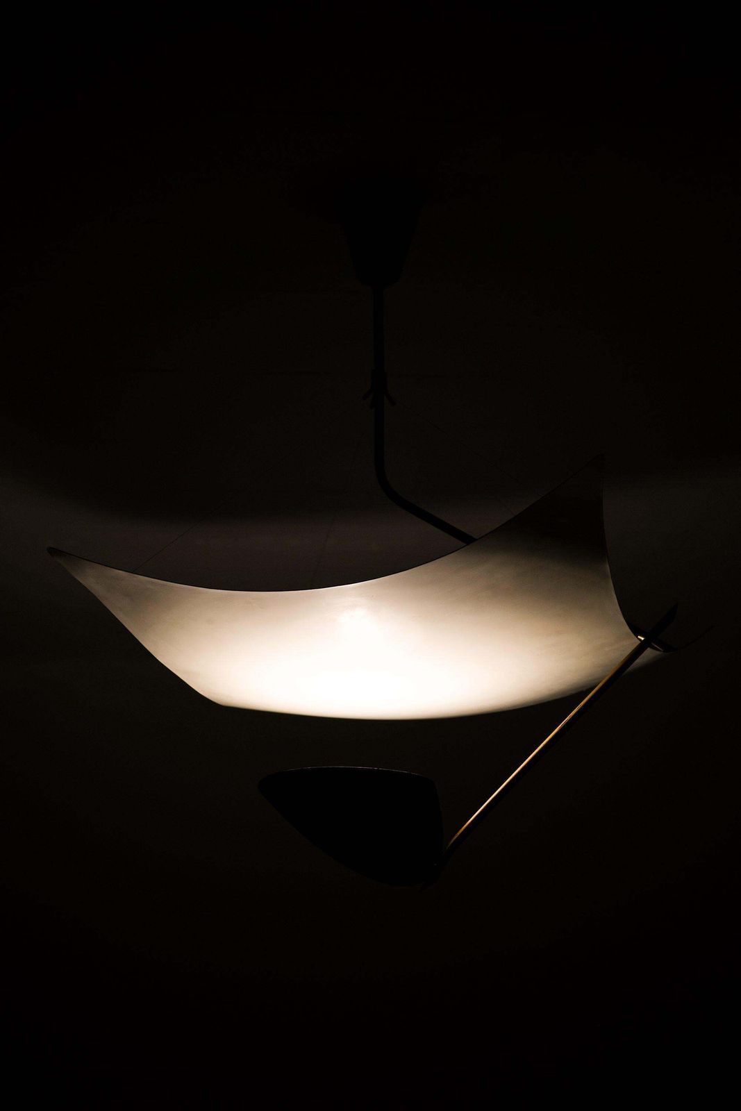 Ceiling Lamp In Lacquered Metal, Nylon Threads And Brass By Angelo Lelii, 1950's photo for sale