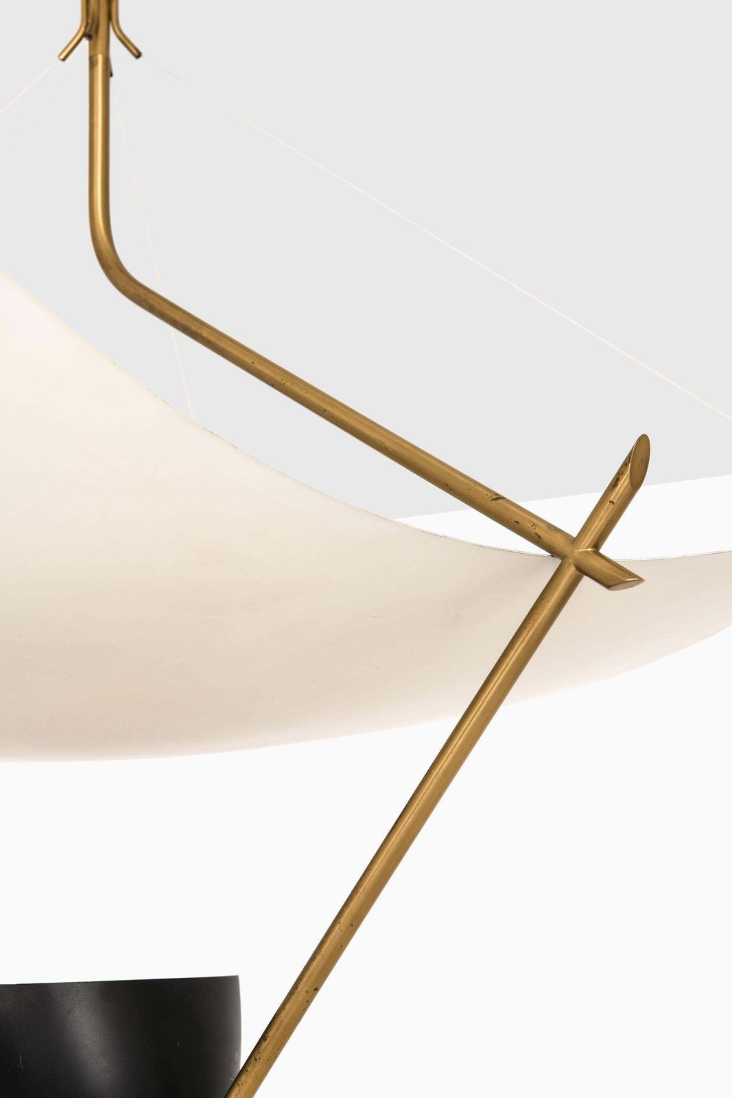 Ceiling Lamp In Lacquered Metal, Nylon Threads And Brass By Angelo Lelii, 1950's photo buy