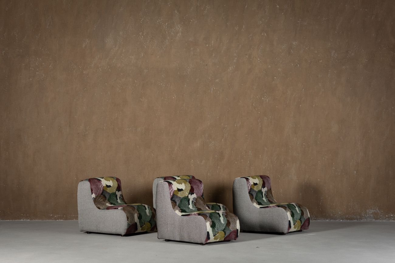 Sale ! Italian Modular Sofa (1970) In Freedom Flight Velvet – 3 Piece photo furniture