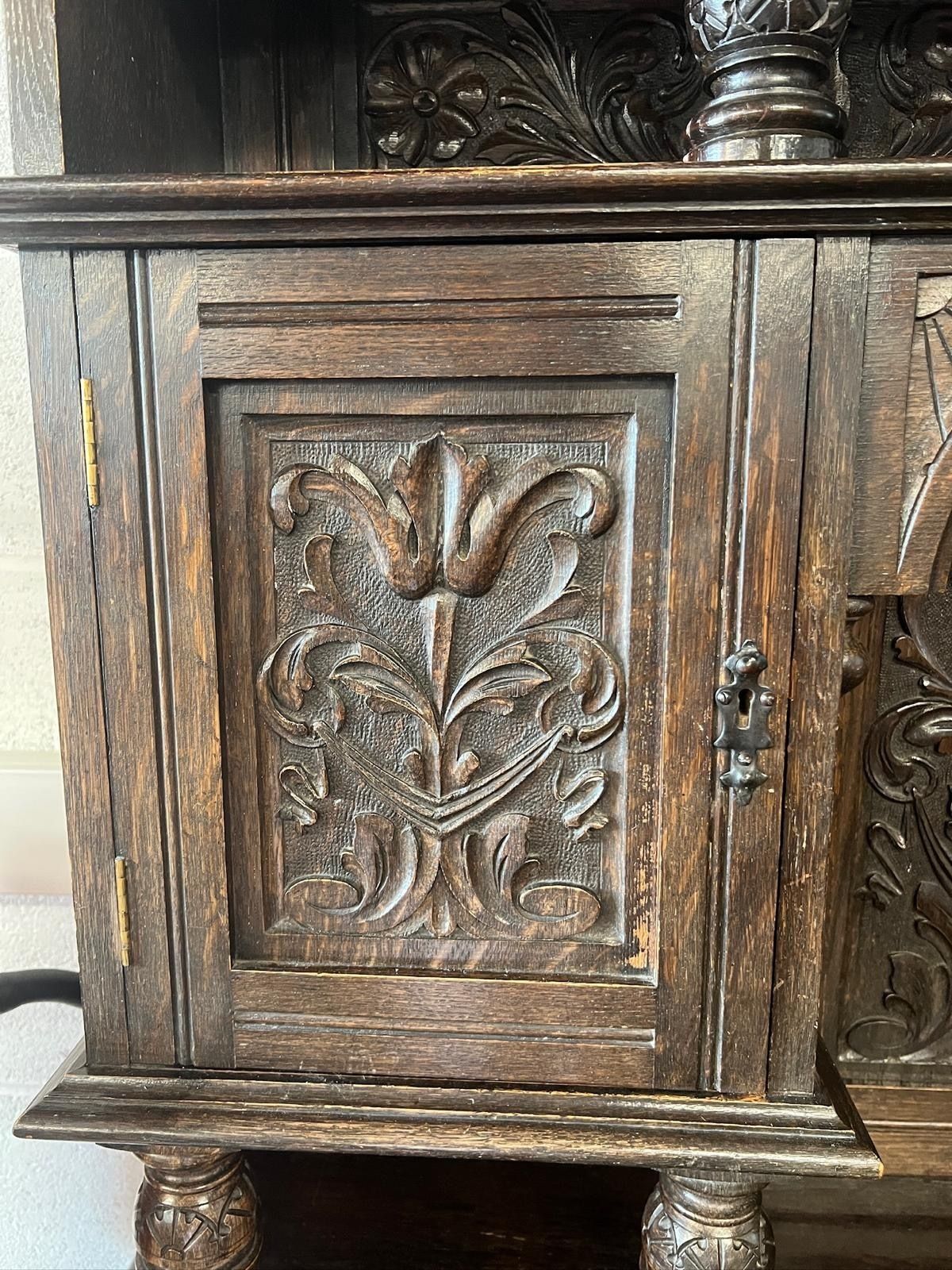 Antique Carved Oak Dresser photo Furniture