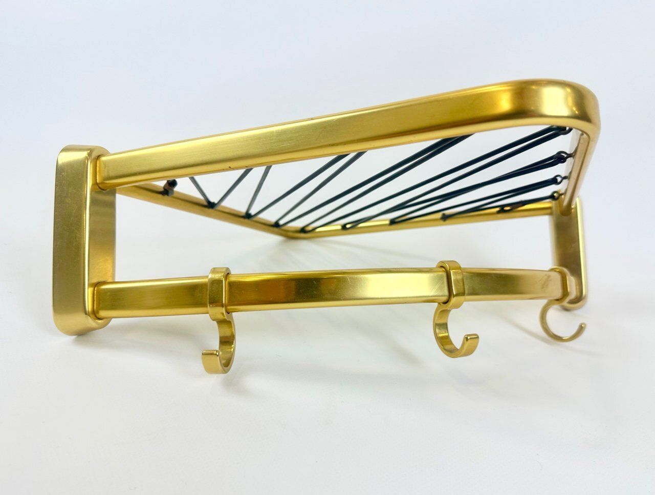 Mid Century Modern Aluminium And Brass Corner Coat And Hat Rack, 1960s photo 345.0