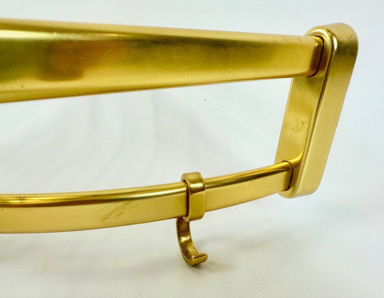 photo for sale Mid Century Modern Aluminium And Brass Corner Coat And Hat Rack, 1960s